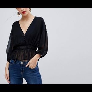 🛍 ASOS sheer waisted blouse 🛍